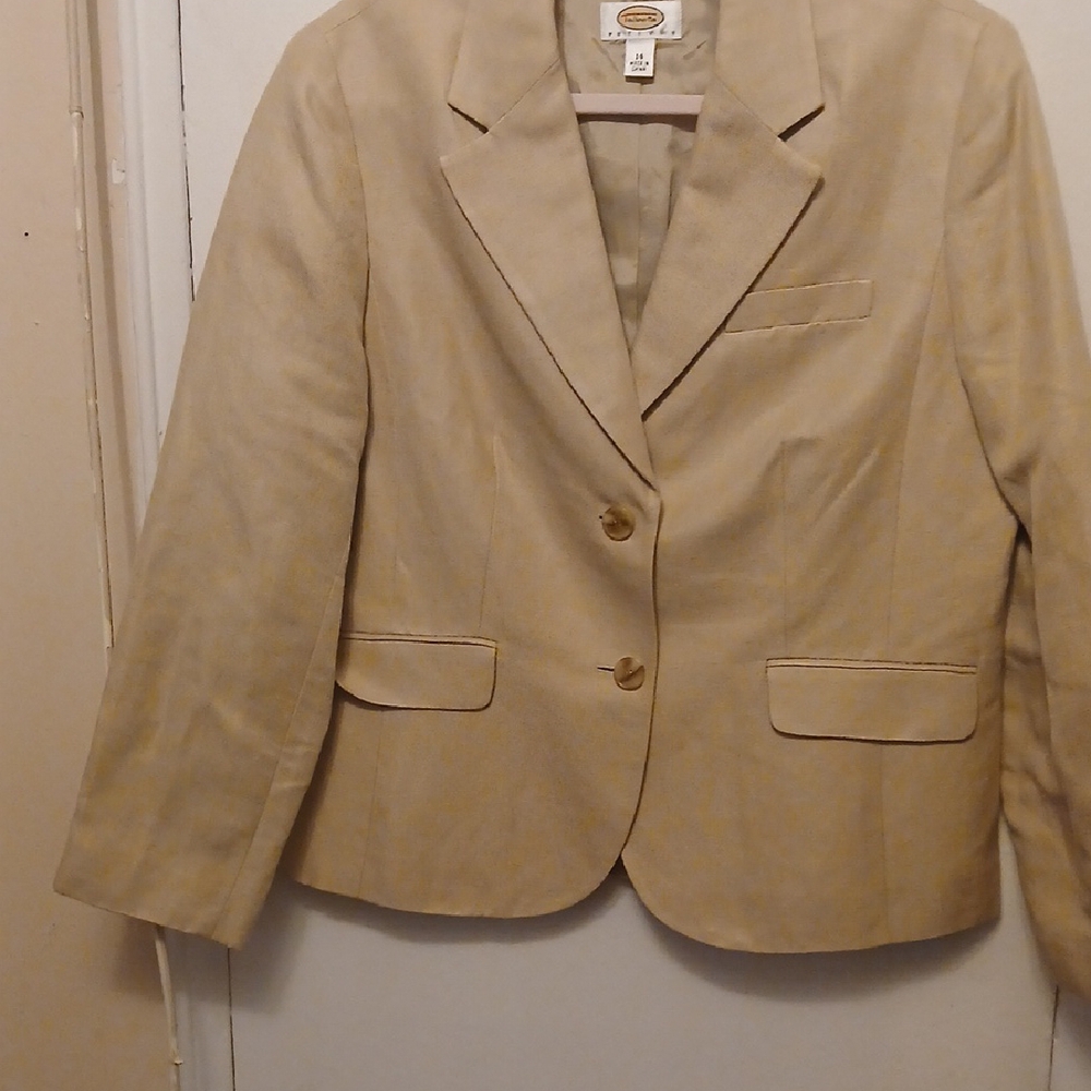 Petite Classic Beige Women's Blazer 14P..linen
